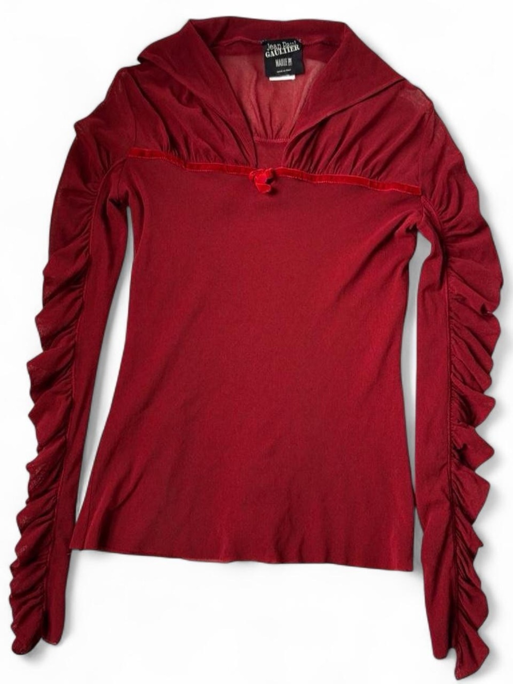 Jean Paul Gaultier maille femme burgundy mesh top